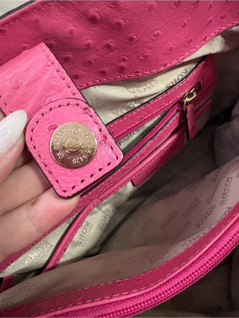 Michael Kors Bright Pink Hamilton Leather Satchel with Gold Hardware